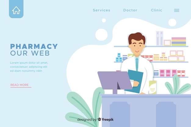 Vector gratuito landing page farmaceútica