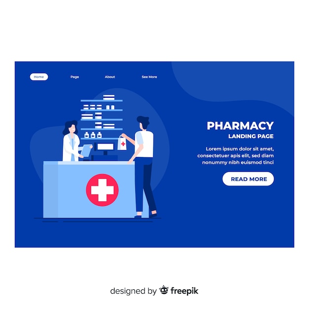 Vector gratuito landing page farmaceútica