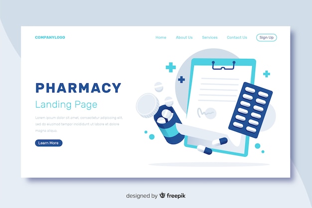 Landing page farmacia diseño plano
