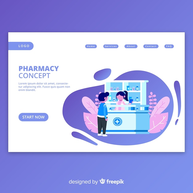 Vector gratuito landing page de farmacia