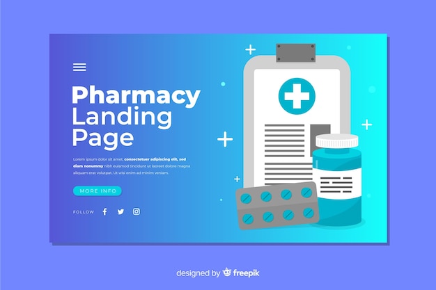 Vector gratuito landing page de farmacia