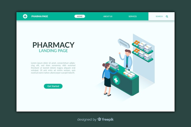 Vector gratuito landing page de farmacia