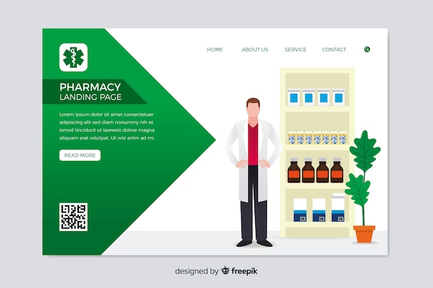 Vector gratuito landing page de farmacia