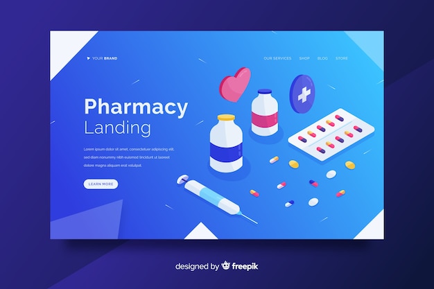 Vector gratuito landing page de farmacia