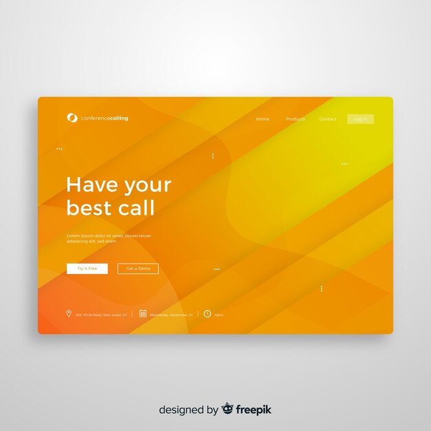 Landing page formas abstractas planas conferencia de negocios