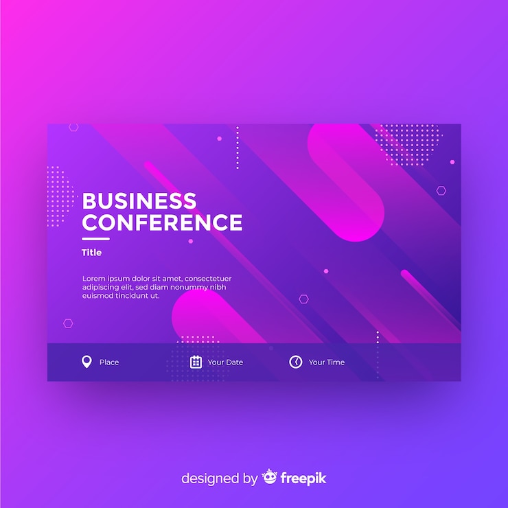Vector gratuito landing page formas abstractas planas conferencia de negocios