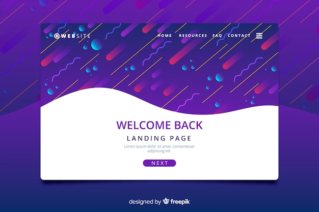 Landing page con formas abstractas