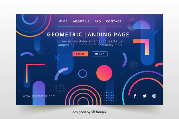 Landing page de formas geométricas