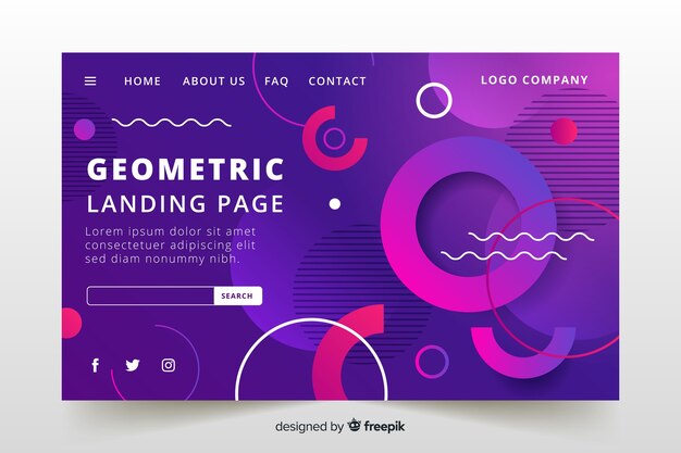 Landing page de formas geométricas