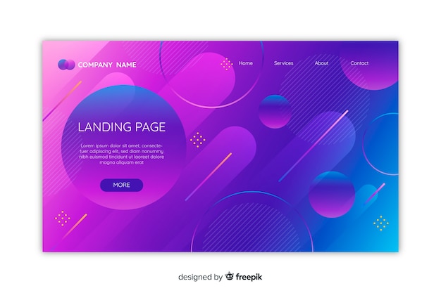 Landing page con formas geométricas