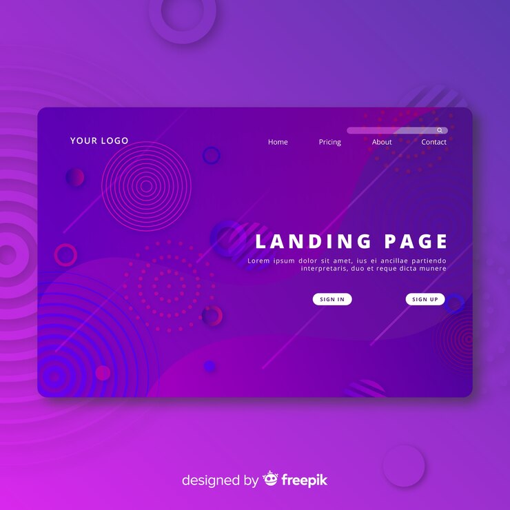 Vector gratuito landing page con formas geométricas