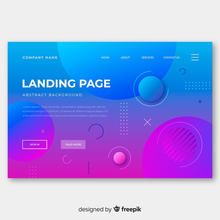 Vector gratuito landing page con formas geométricas