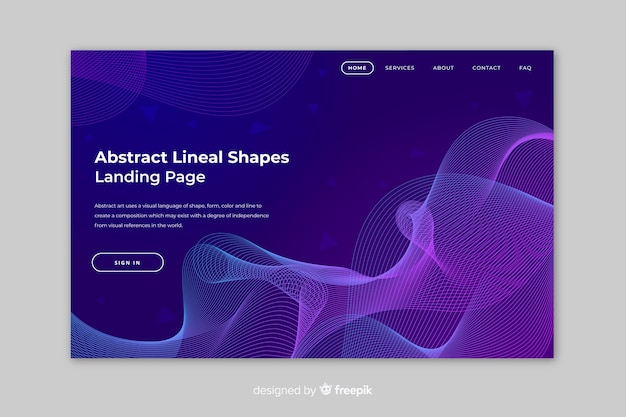 Landing page formas lineales abstractas