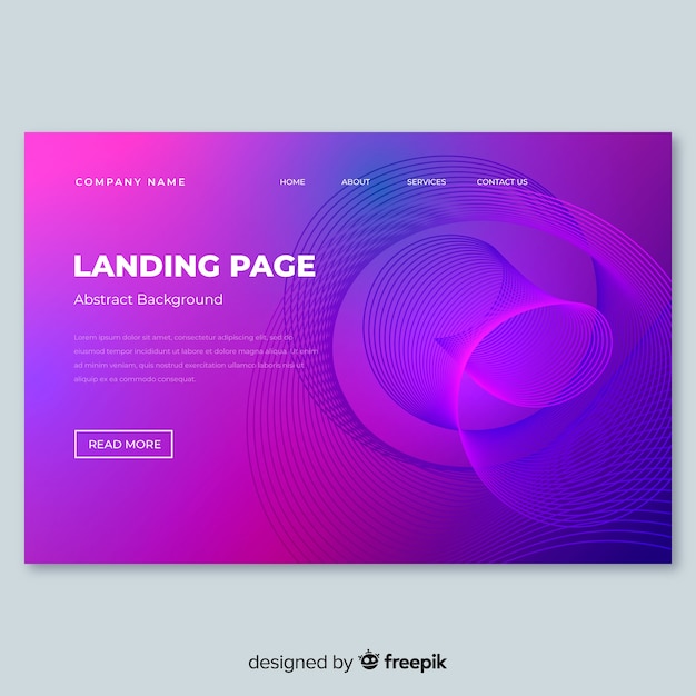 Landing page de formas lineales abstractas