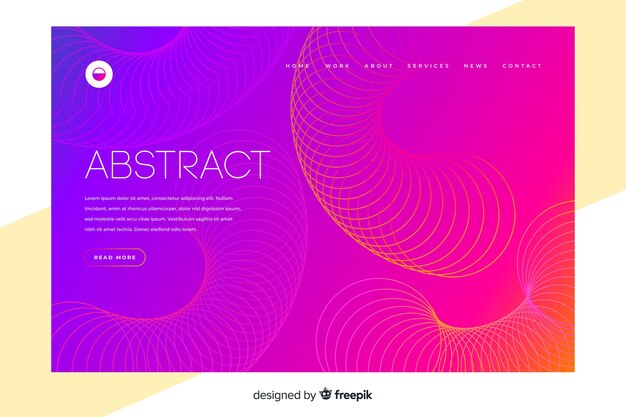 Landing page de formas lineales abstractas