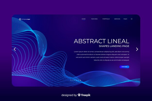 Landing page con formas lineales