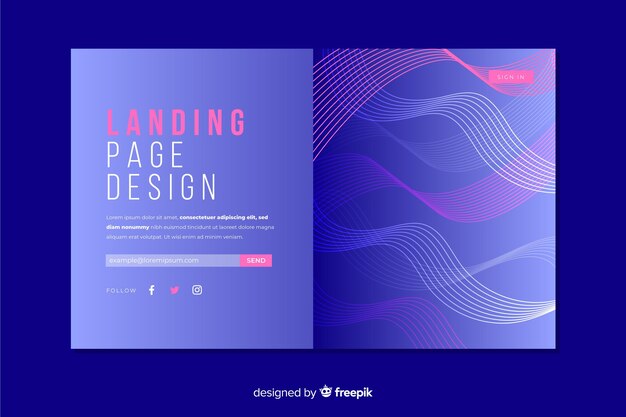 Landing page con formas lineales