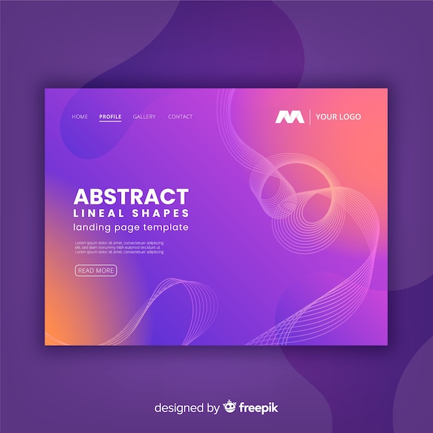 Landing page con formas lineales