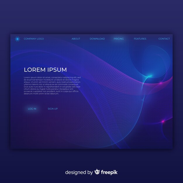 Landing page con formas lineales