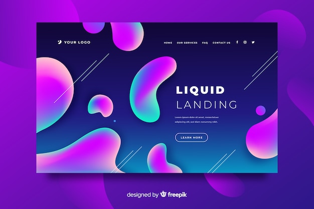 Vector gratuito landing page con formas líquidas