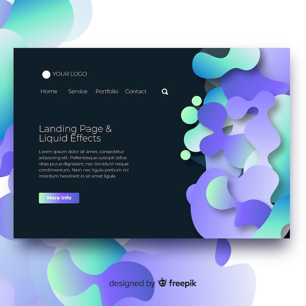 Vector gratuito landing page con formas líquidas