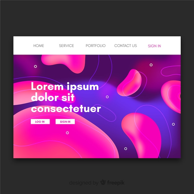 Landing page con formas líquidas