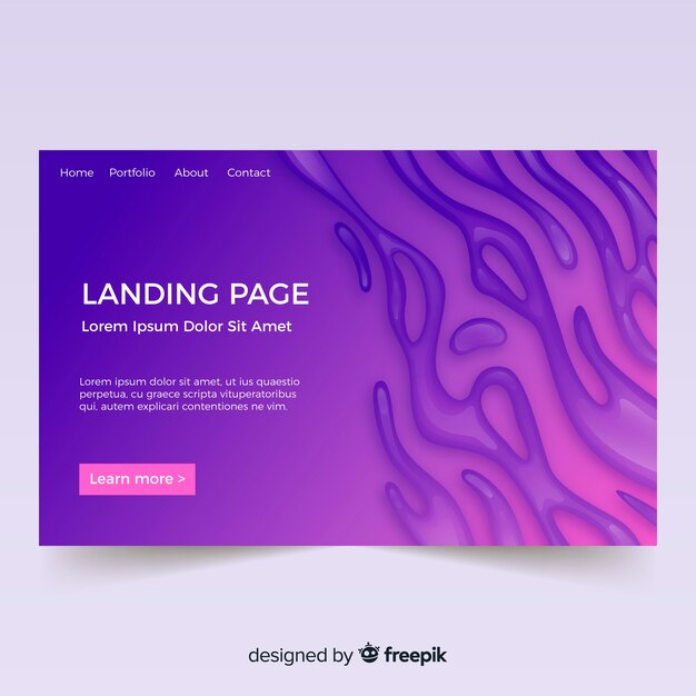 Landing page con formas líquidas