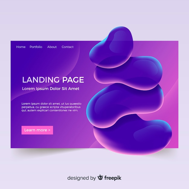 Landing page con formas líquidas