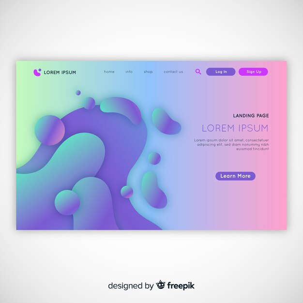 Landing page con formas líquidas