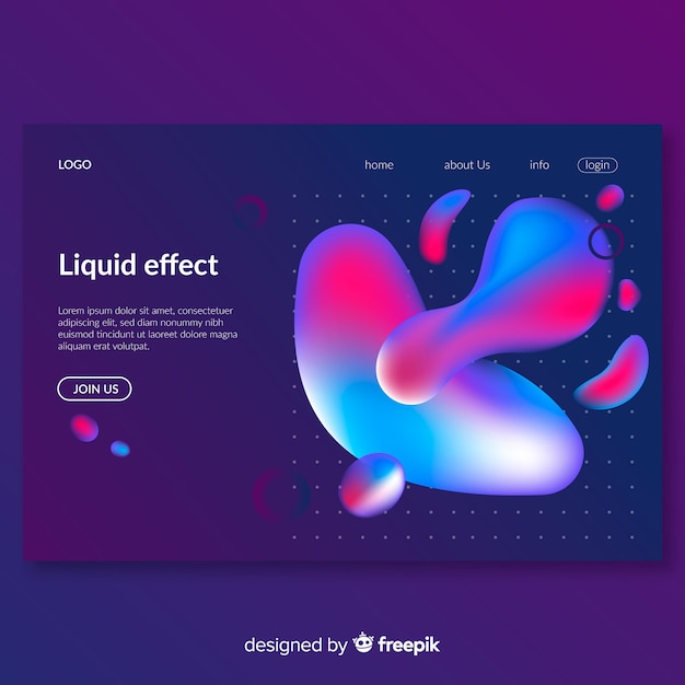 Vector gratuito landing page formas líquidas