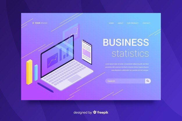 Landing page infografía isométrica