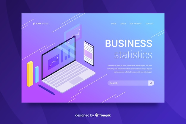 Landing page infografía isométrica