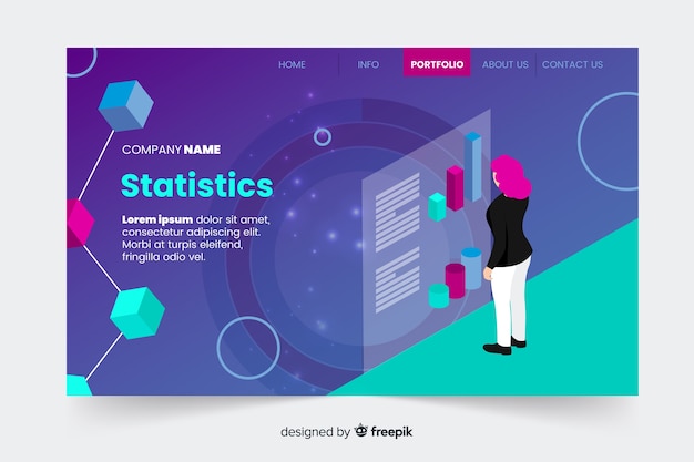 Landing page de infografia en isométrico