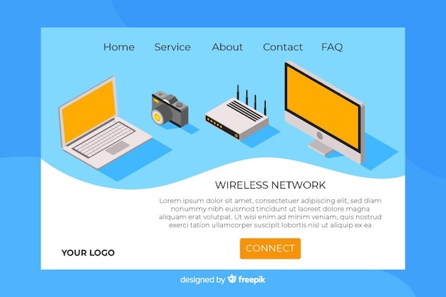 Landing page isométrica red wireless