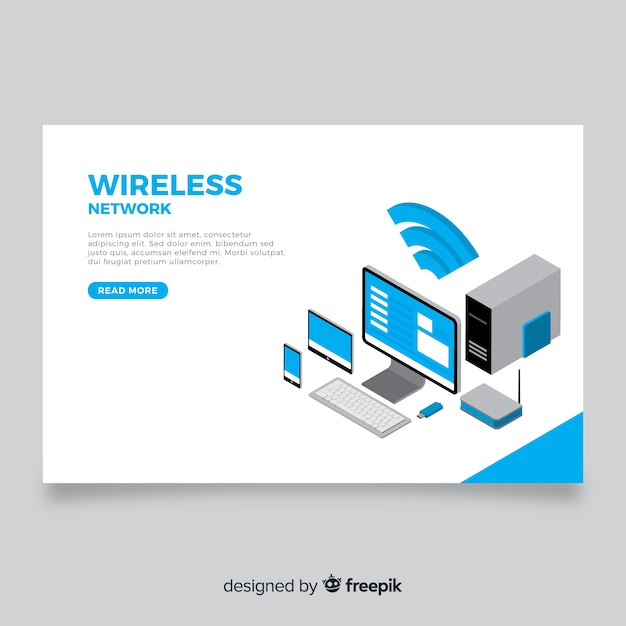 Landing page isométrica red wireless