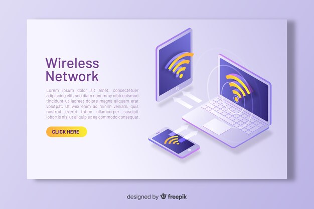 Landing page isométrica red wireless