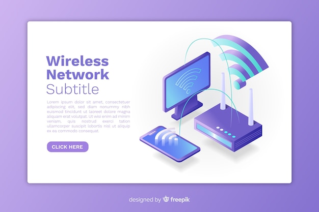 Landing page isométrica red wireless