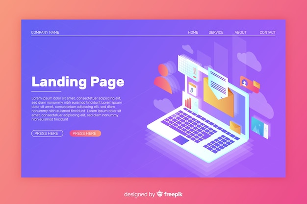 Landing page isométrico