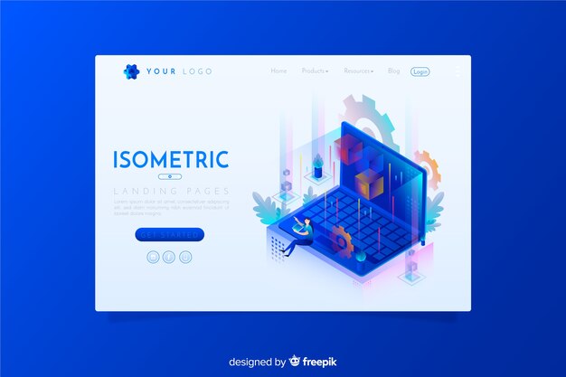 Landing page isométrico
