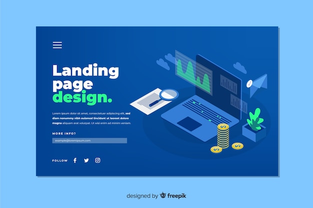 Vector gratuito landing page isométrico