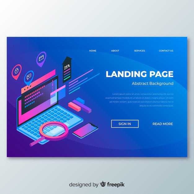 Landing page en isométrico