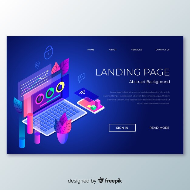 Landing page en isométrico