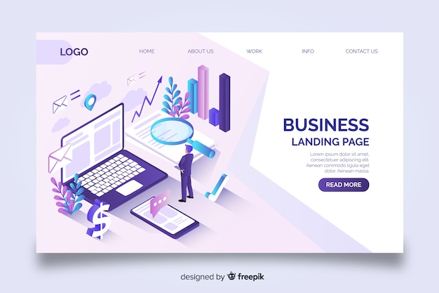 Vector gratuito landing page en isométrico