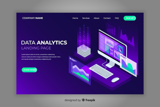 Landing page en isométrico