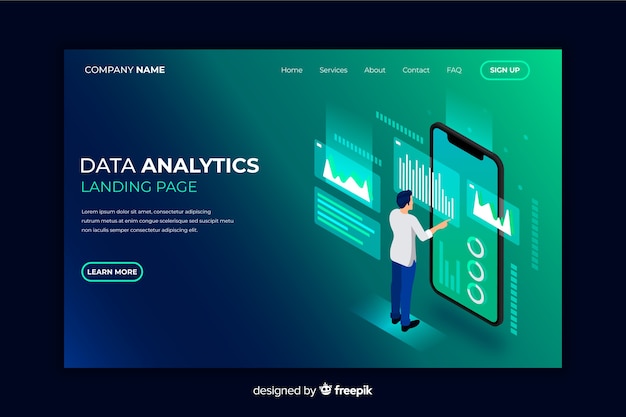 Vector gratuito landing page en isométrico