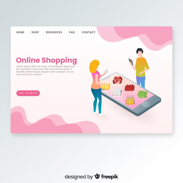 Landing page en isométrico