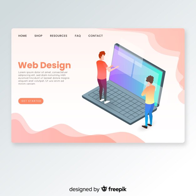 Landing page en isométrico
