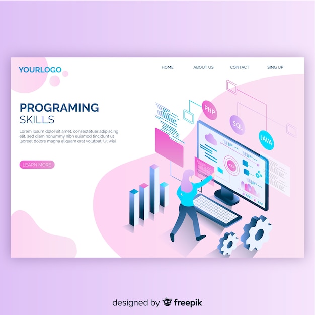 Landing page en isométrico