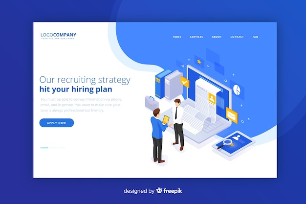 Landing page en isométrico