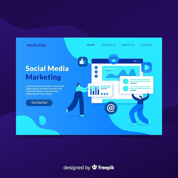 Vector gratuito landing page de marketing en redes sociales